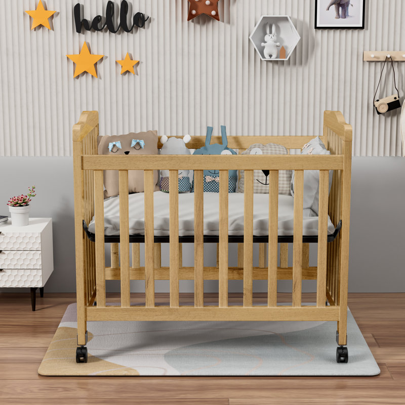 Hinojosa Mini Crib with 3 Position Adjustable Mattress Board Harriet Bee Color Natural